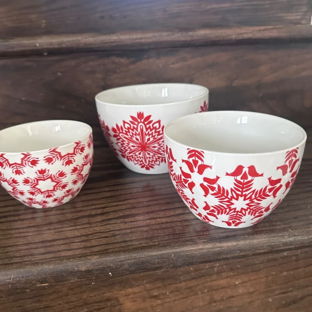 NWT Crate & Barrel Kate Forrester Love BirdsScandinavian Bowls- Set of 3